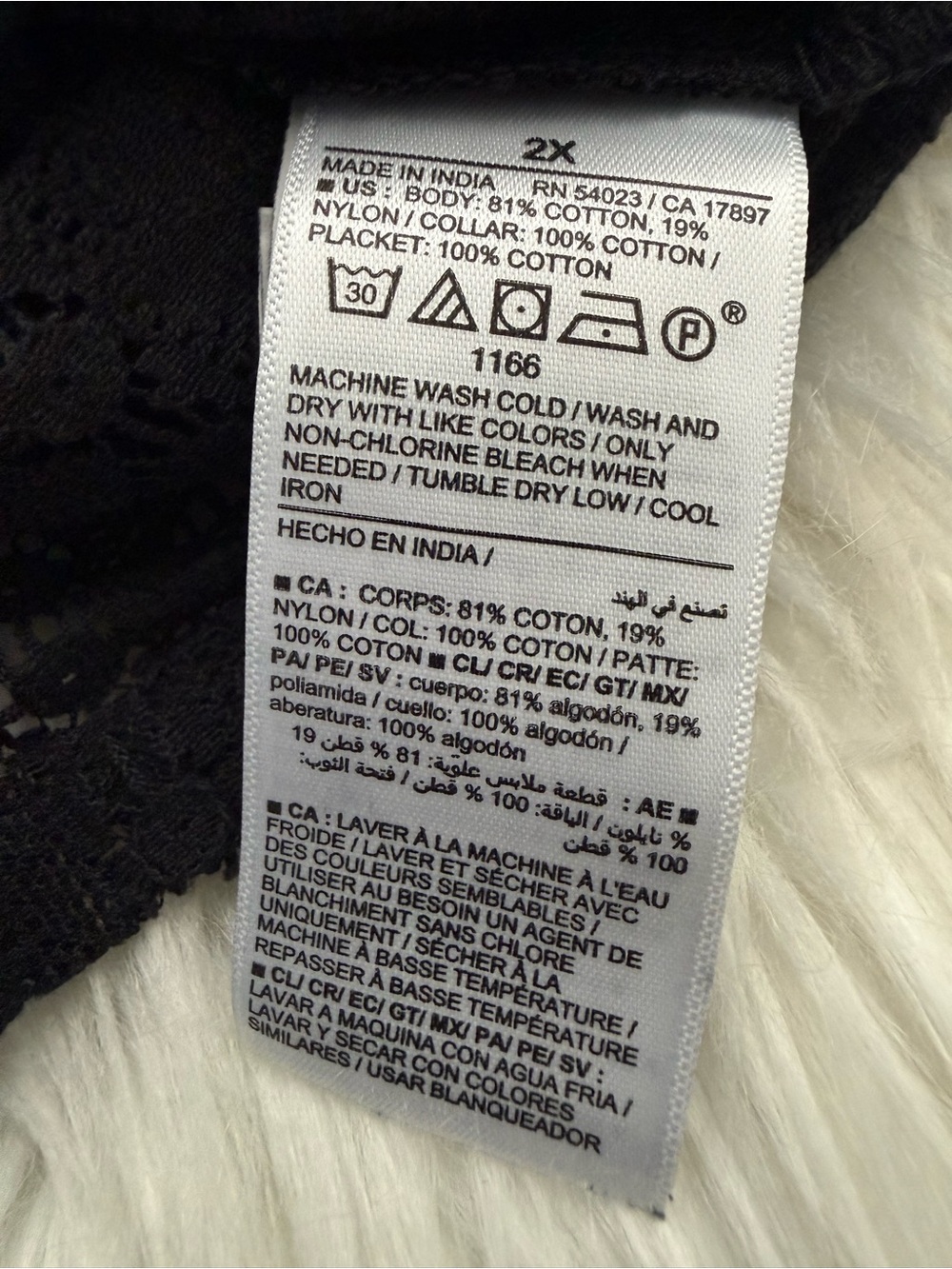 Old Navy black lace buttondown collared longsleeves goth victorian 2X new - Picture 7 of 7